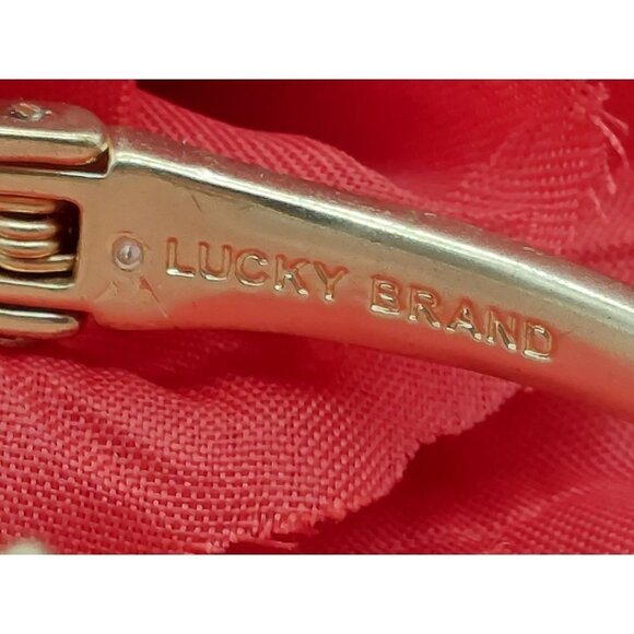 Lucky Brand Brushed Gold Tone Cuff  Bangle Bracelet Hinged Butterflies Crystal - Picture 10 of 11